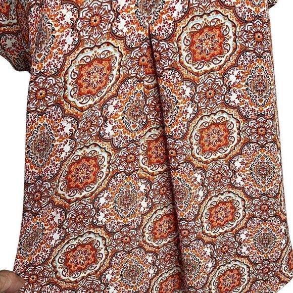 DR2 Daniel Rainn Womens Medium Pullover V Neck Top Orange Geometric Print - Picture 5 of 15